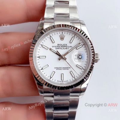 Swiss Grade Copy Rolex Datejust Stainless Steel Oyster White Dial Watch EW Factory 3235 316L